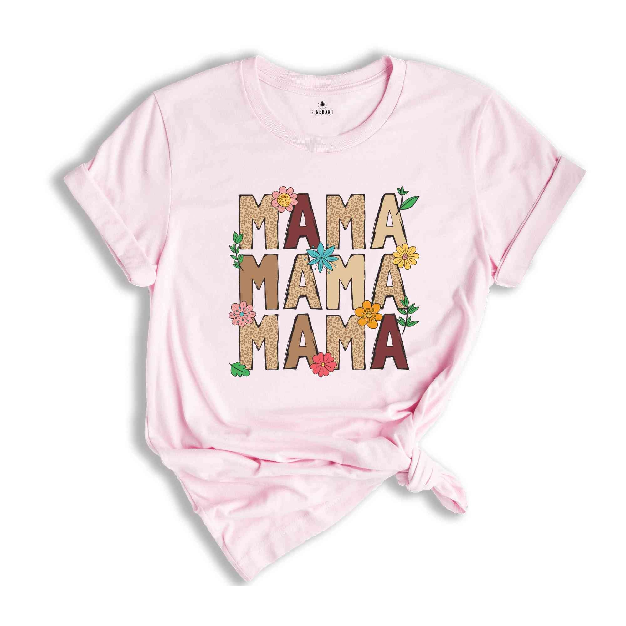 Mama Leopard Shirt, Leopard Mama Flower Shirt, Retro Mama Shirt, Mama Shirt, Boho Mama Shirt, Mother's Day Shirt, Floral Mama Shirt