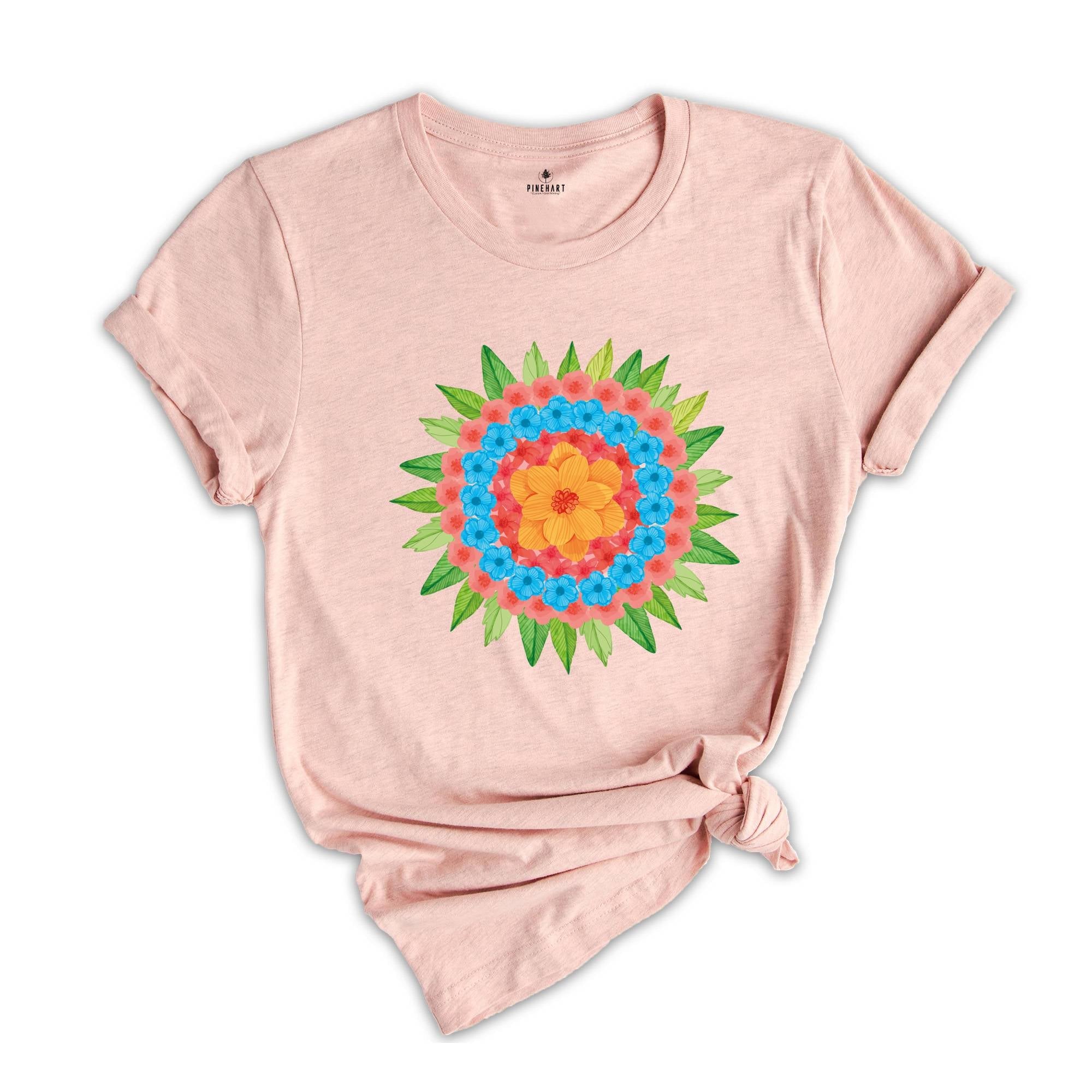 Mandala Shirt, Floral Mandala T-Shirt, Spring Floral Shirt, Flower Shirt, Florist Gift, Gift for Bestie, Mandala Lover Tee