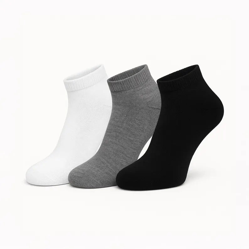 Men's 3-Pack Cotton Blend Ankle Socks: Soft, Breathable & Low-Cut