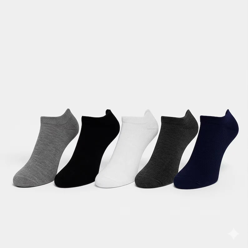 Men's 5-Pack Cotton Blend Ankle Socks: Low-Cut Everyday Socks