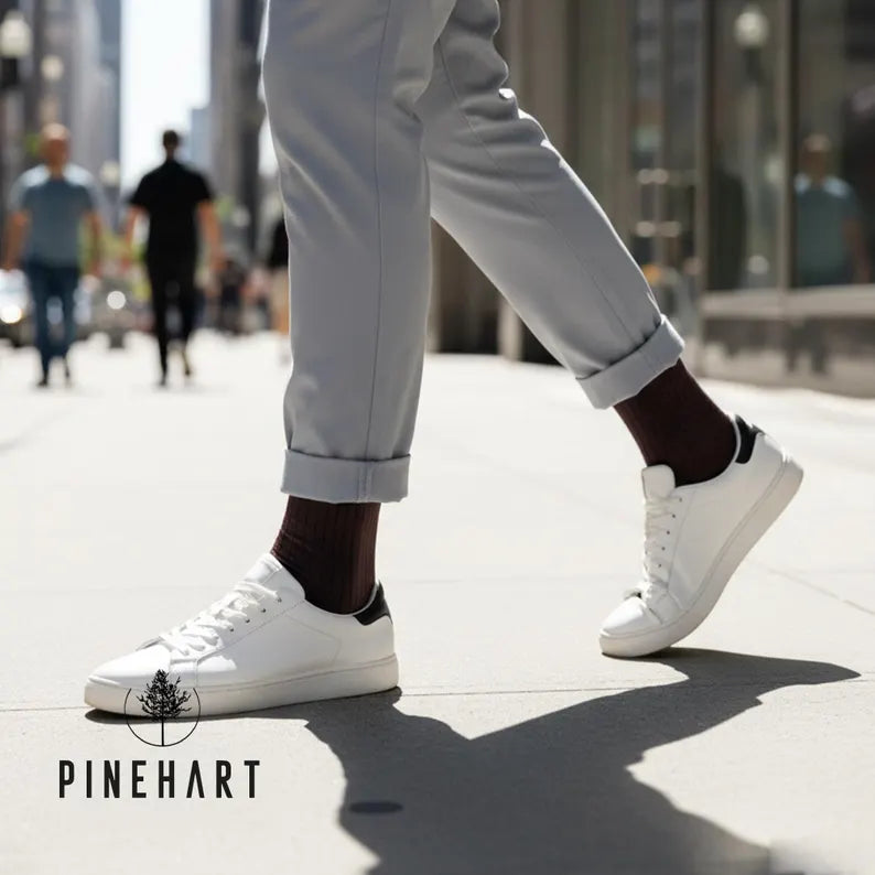 Men's 7-Pack Ribbed Cotton Socks: Breathable Dress Socks for Work & Office