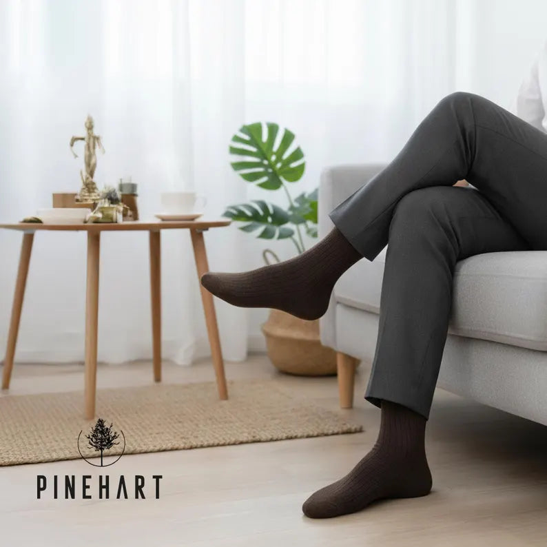Men's 7-Pack Ribbed Cotton Socks: Breathable Dress Socks for Work & Office