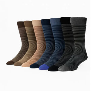 Men's 7-Pack Striped Cotton Blend Crew Socks: Soft & Breathable Everyday Bundle
