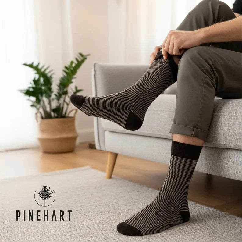 Men's 7-Pack Striped Cotton Blend Crew Socks: Soft & Breathable Everyday Bundle