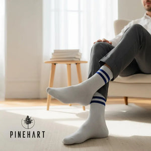 Men's Retro Striped Crew Socks 3-Pack: Classic Athletic Sport Socks