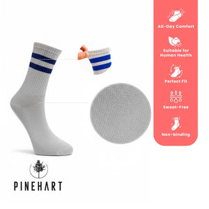 Men's Retro Striped Crew Socks 3-Pack: Classic Athletic Sport Socks