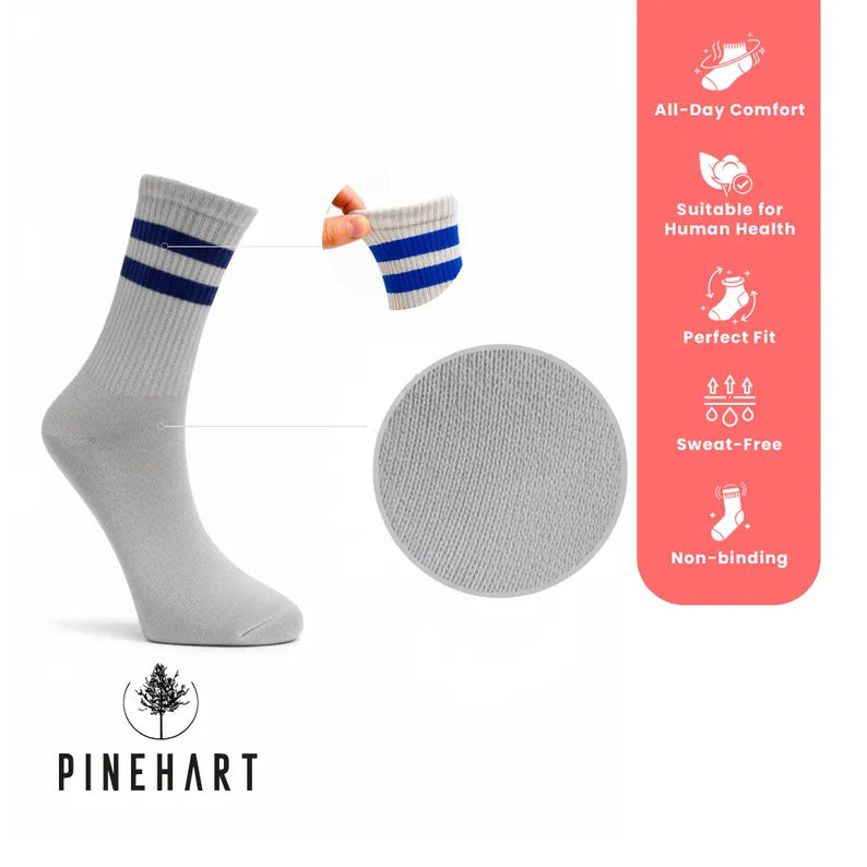 Men's Retro Striped Crew Socks 3-Pack: Classic Athletic Sport Socks