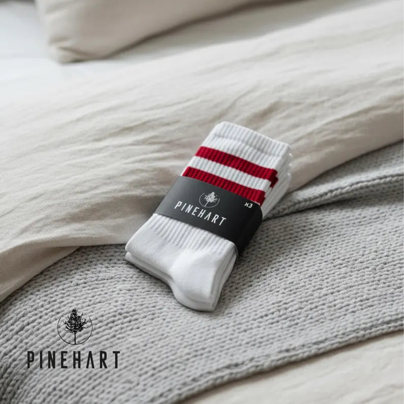 Men's Retro Striped Crew Socks 3-Pack: Classic Athletic Sport Socks