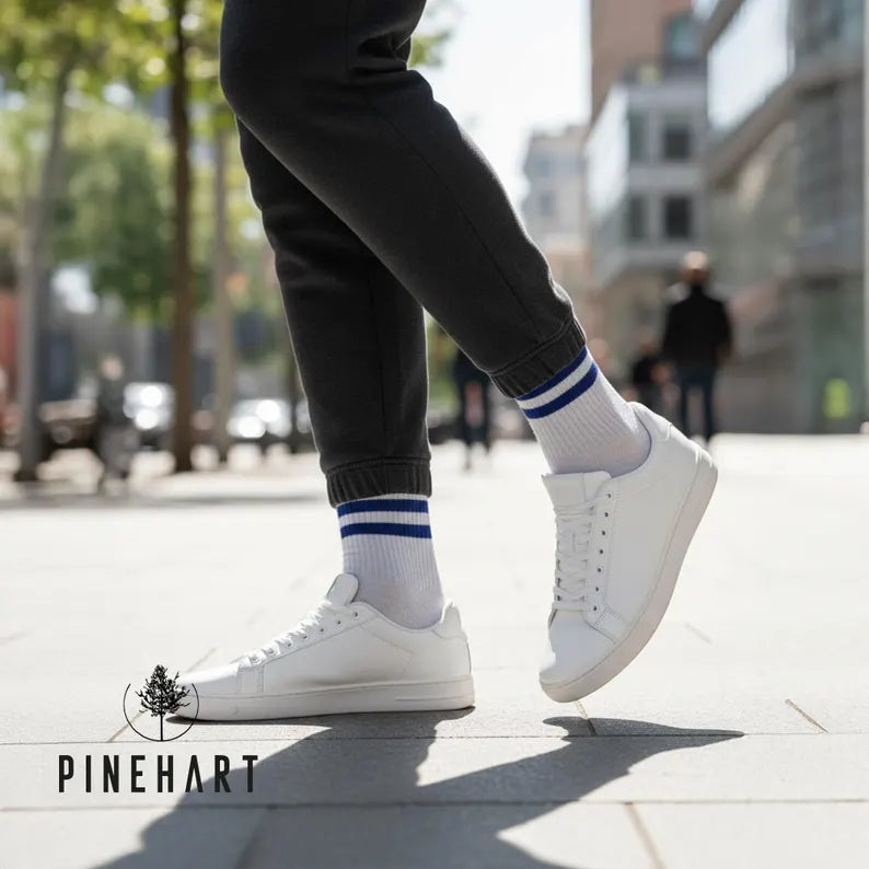 Men's Retro Striped Crew Socks 3-Pack: Classic Athletic Sport Socks