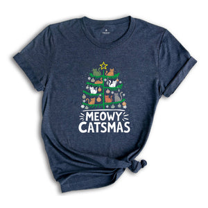 Meowy Catmas Shirt, Meowy Catmas Shirt, Meowy Christmas Cat Mom Shirt, Christmas Cat Lovers Shirt