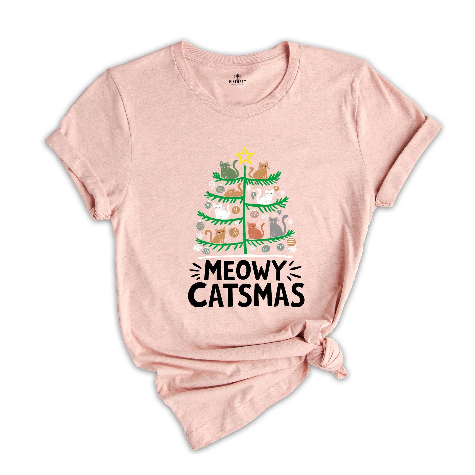 Meowy Catmas Shirt, Meowy Catmas Shirt, Meowy Christmas Cat Mom Shirt, Christmas Cat Lovers Shirt