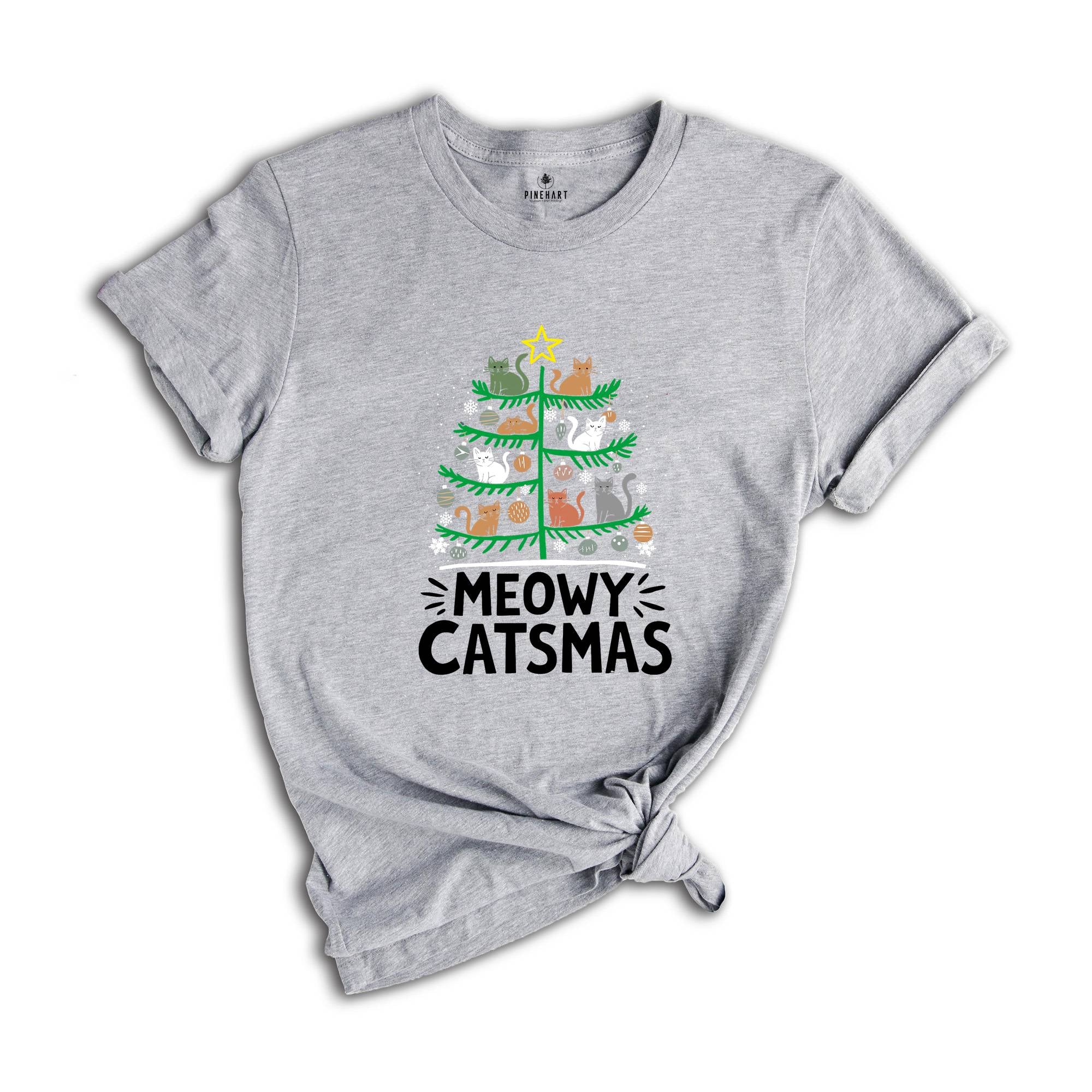 Meowy Catmas Shirt, Meowy Catmas Shirt, Meowy Christmas Cat Mom Shirt, Christmas Cat Lovers Shirt