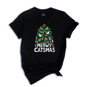 Meowy Catmas Shirt, Meowy Catmas Shirt, Meowy Christmas Cat Mom Shirt, Christmas Cat Lovers Shirt