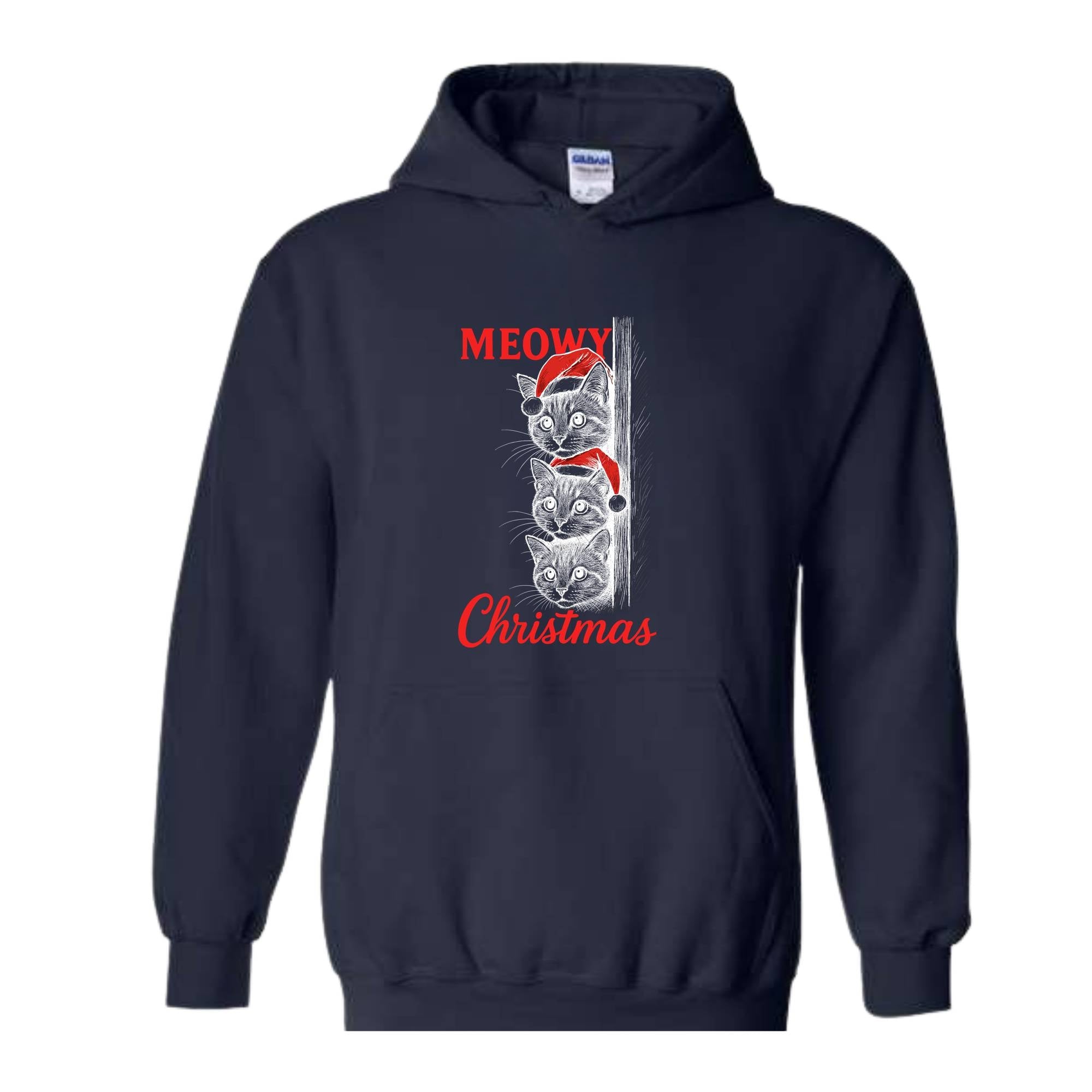 Meowy Christmas Sweatshirt, Christmas Sweatshirt, Christmas Cat Hoodie, Christmas Cat Hoodie, Merry Hoodie, Christmas Gift Hoodie
