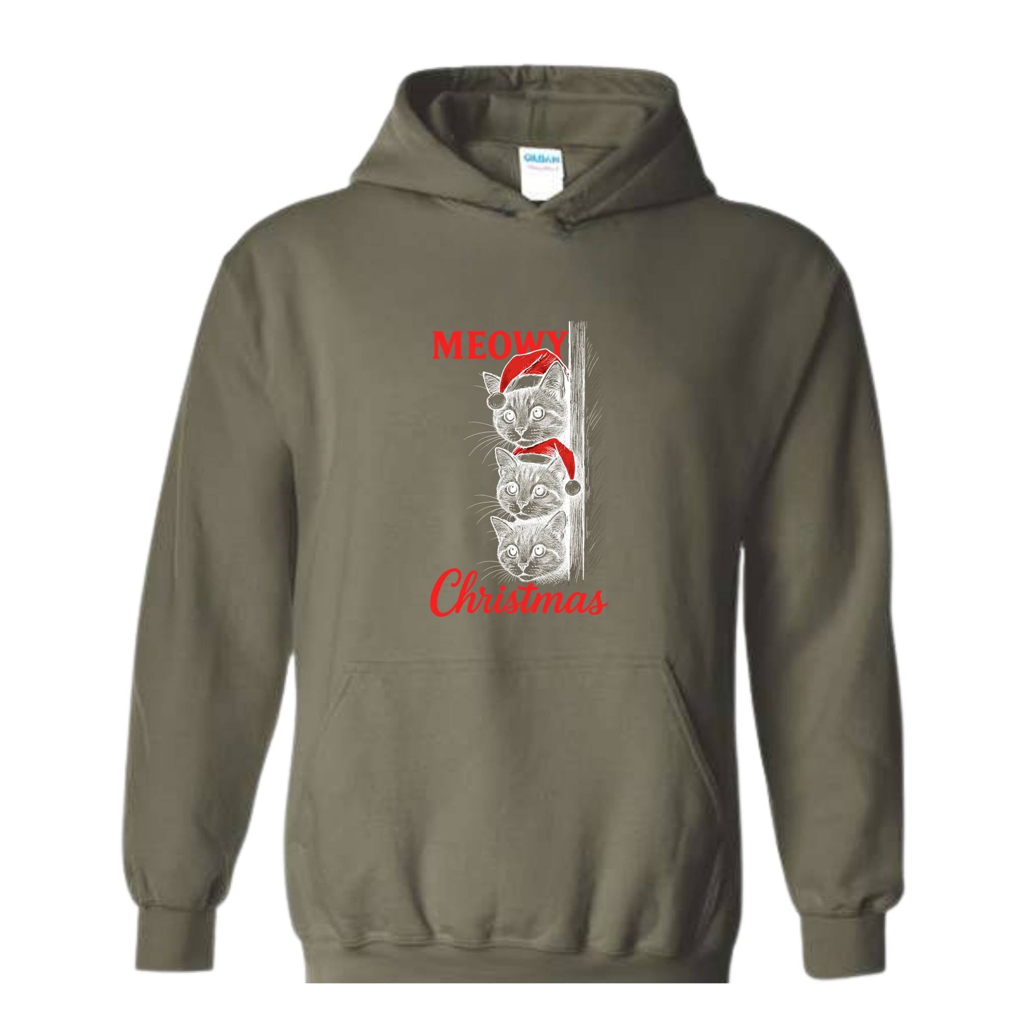 Meowy Christmas Sweatshirt, Christmas Sweatshirt, Christmas Cat Hoodie, Christmas Cat Hoodie, Merry Hoodie, Christmas Gift Hoodie