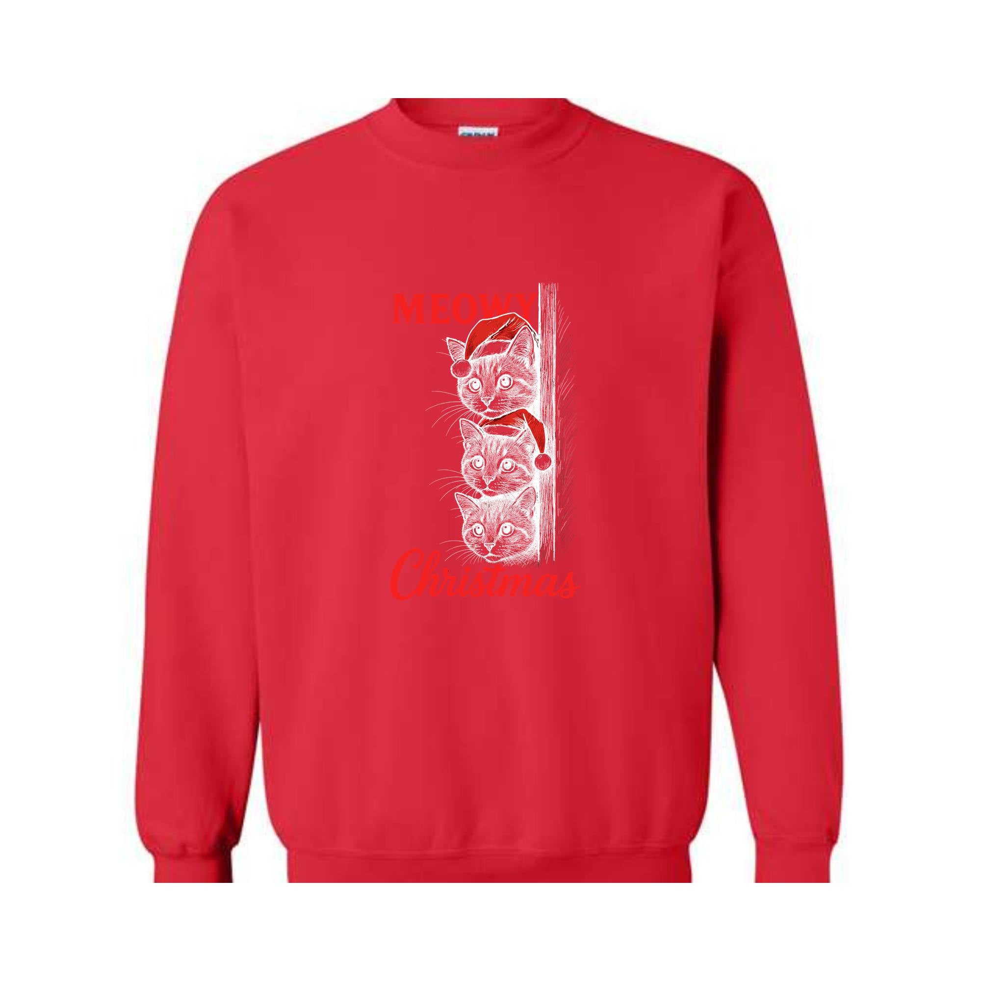 Meowy Christmas Sweatshirt, Christmas Sweatshirt, Christmas Cat Hoodie, Christmas Cat Hoodie, Merry Hoodie, Christmas Gift Hoodie