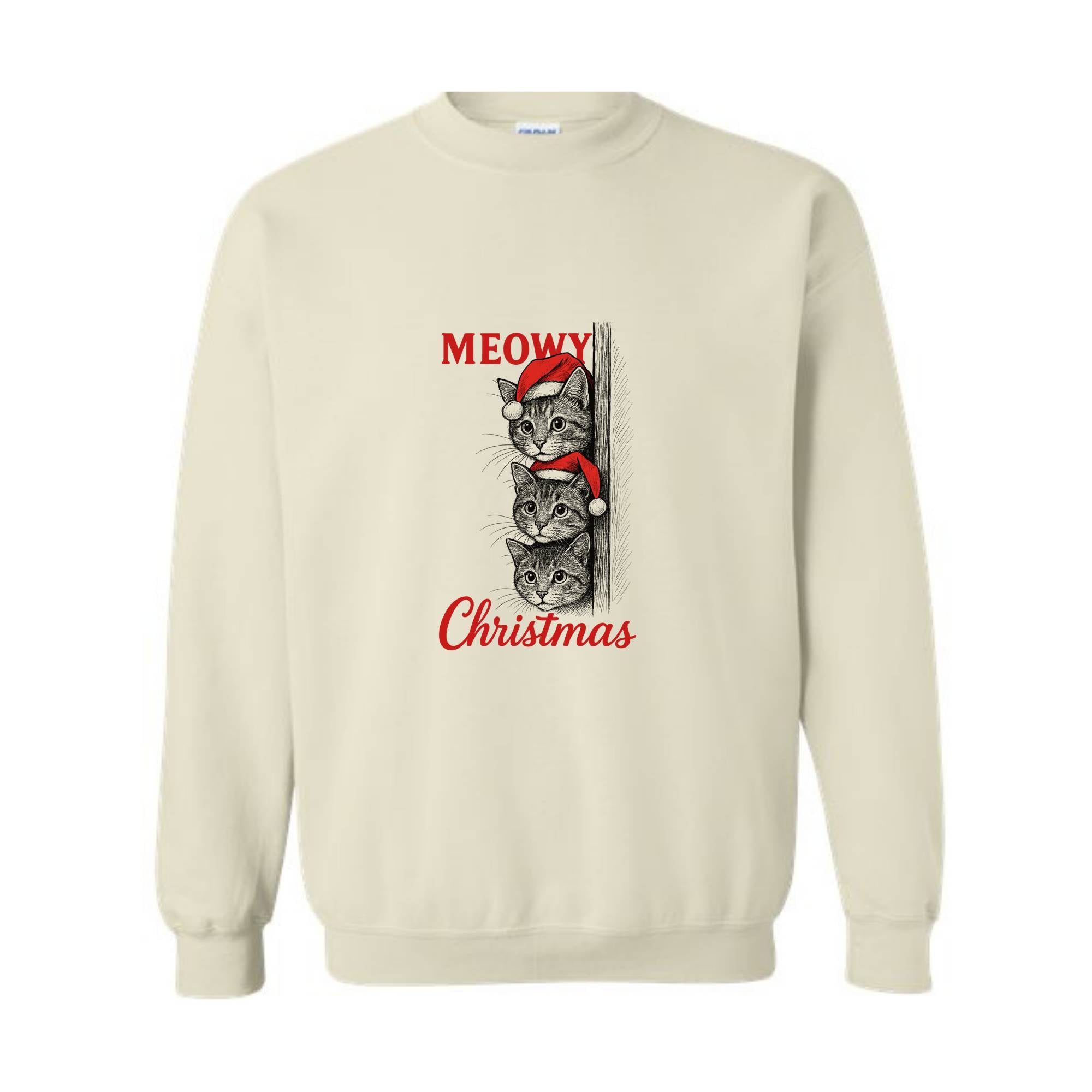 Meowy Christmas Sweatshirt, Christmas Sweatshirt, Christmas Cat Hoodie, Christmas Cat Hoodie, Merry Hoodie, Christmas Gift Hoodie