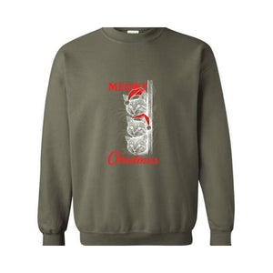 Meowy Christmas Sweatshirt, Christmas Sweatshirt, Christmas Cat Hoodie, Christmas Cat Hoodie, Merry Hoodie, Christmas Gift Hoodie