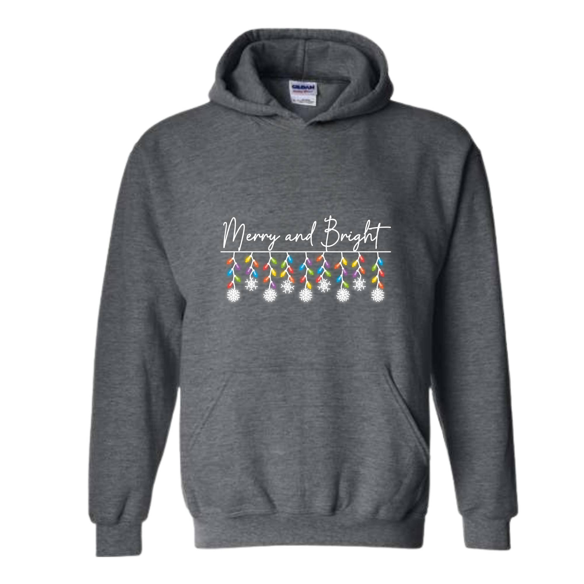 Merry and Bright Christmas Lights Sweatshirt, Xmas Sweatshirt, Christmas Pajamas, Christmas Outfit, Holiday Hoodie, Merry & Bright Gift
