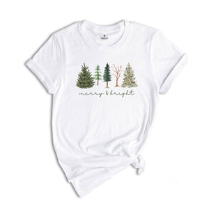 Merry and Bright Tree Shirt, Christmas Holiday Shirt, Christmas Gift, Cute Holiday T-Shirt, Christmas Tree Tee