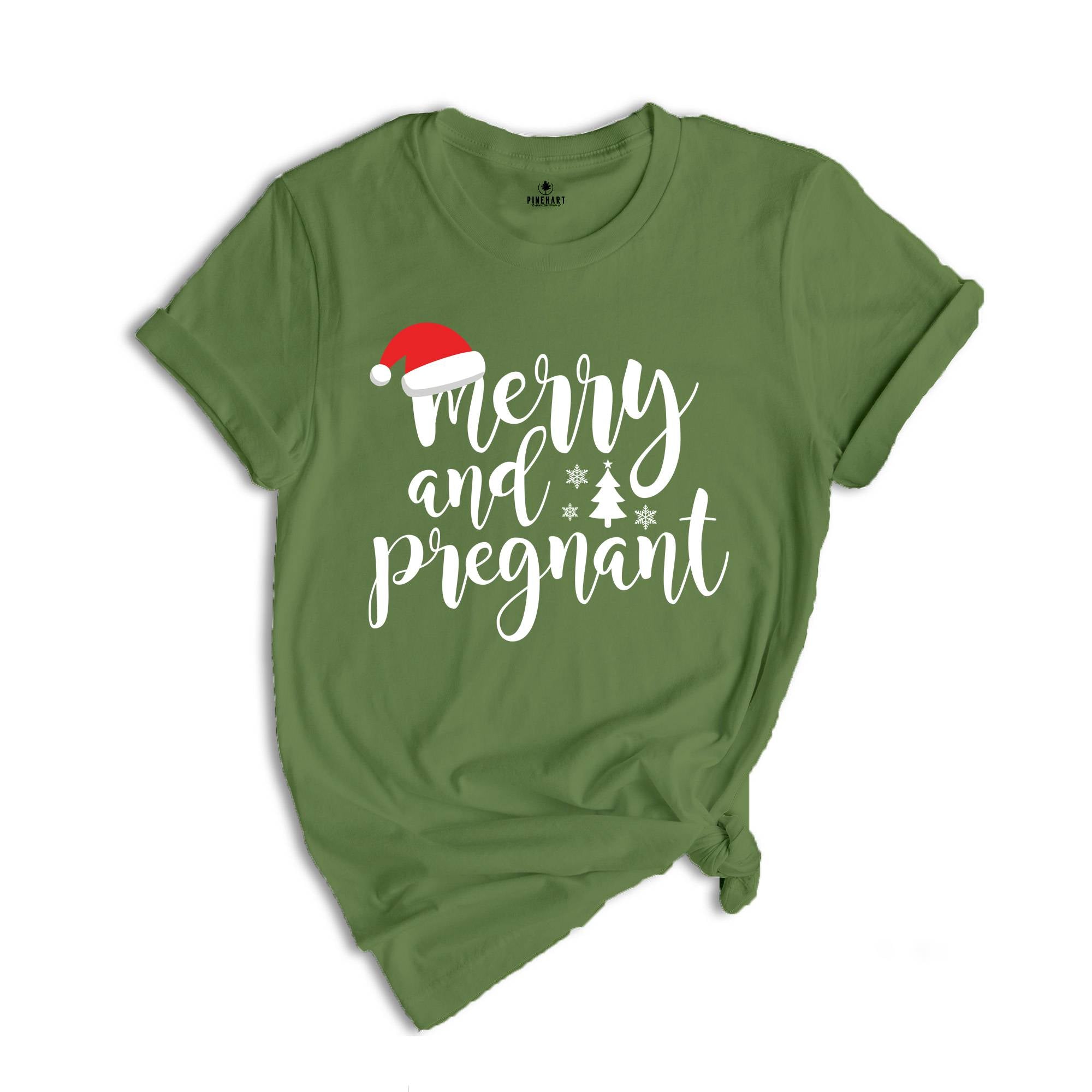 Merry And Pregnant Shirt, Pregnancy Announcement Shirt, Christmas Pregnant Shirt, Funny Pregnancy Shirt, Xmas Baby Shirt
