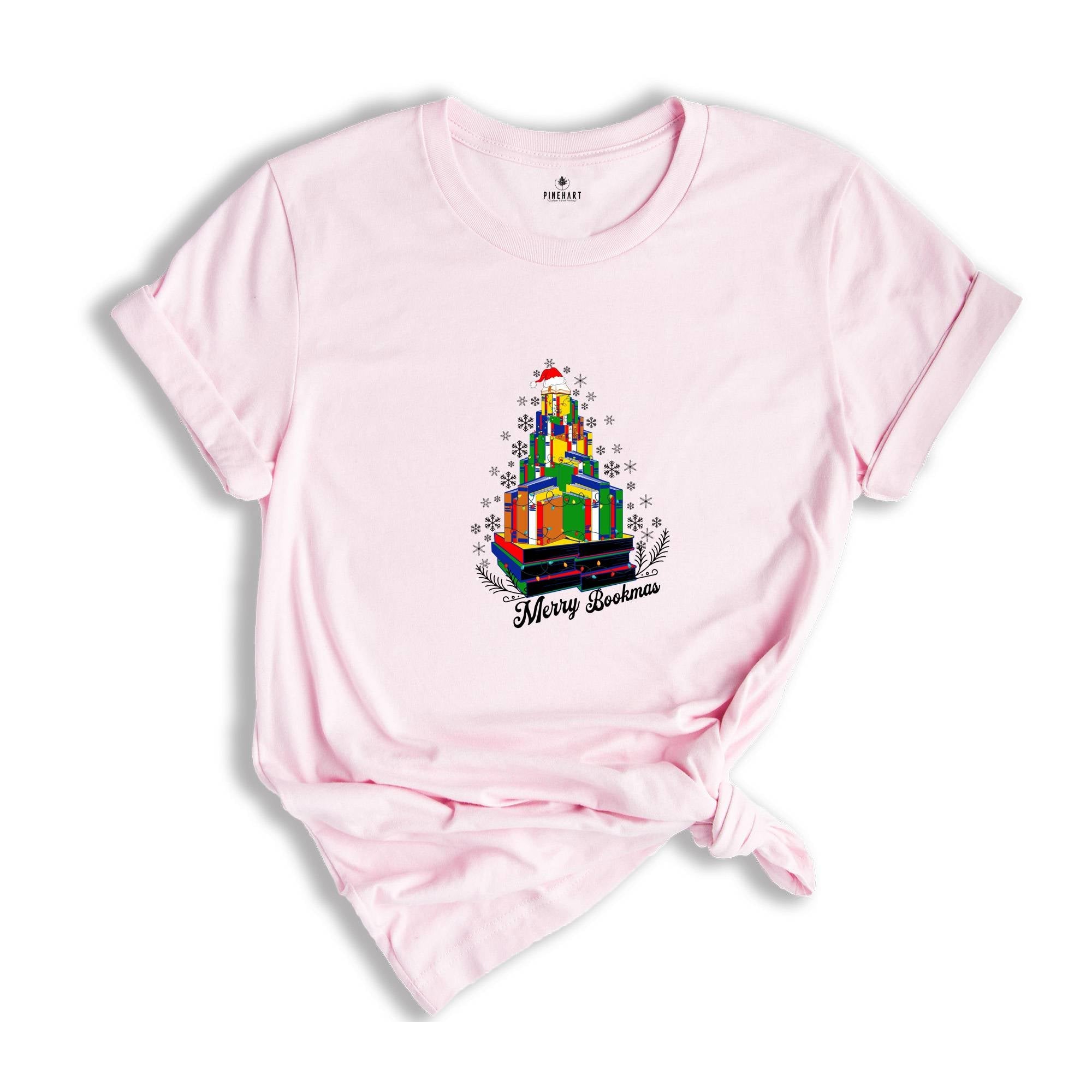 Merry Bookmas Shirt, Christmas Books Tree, Christmas Librarian T-Shirt, Christmas Teacher Gift, Christmas Librarian Gift