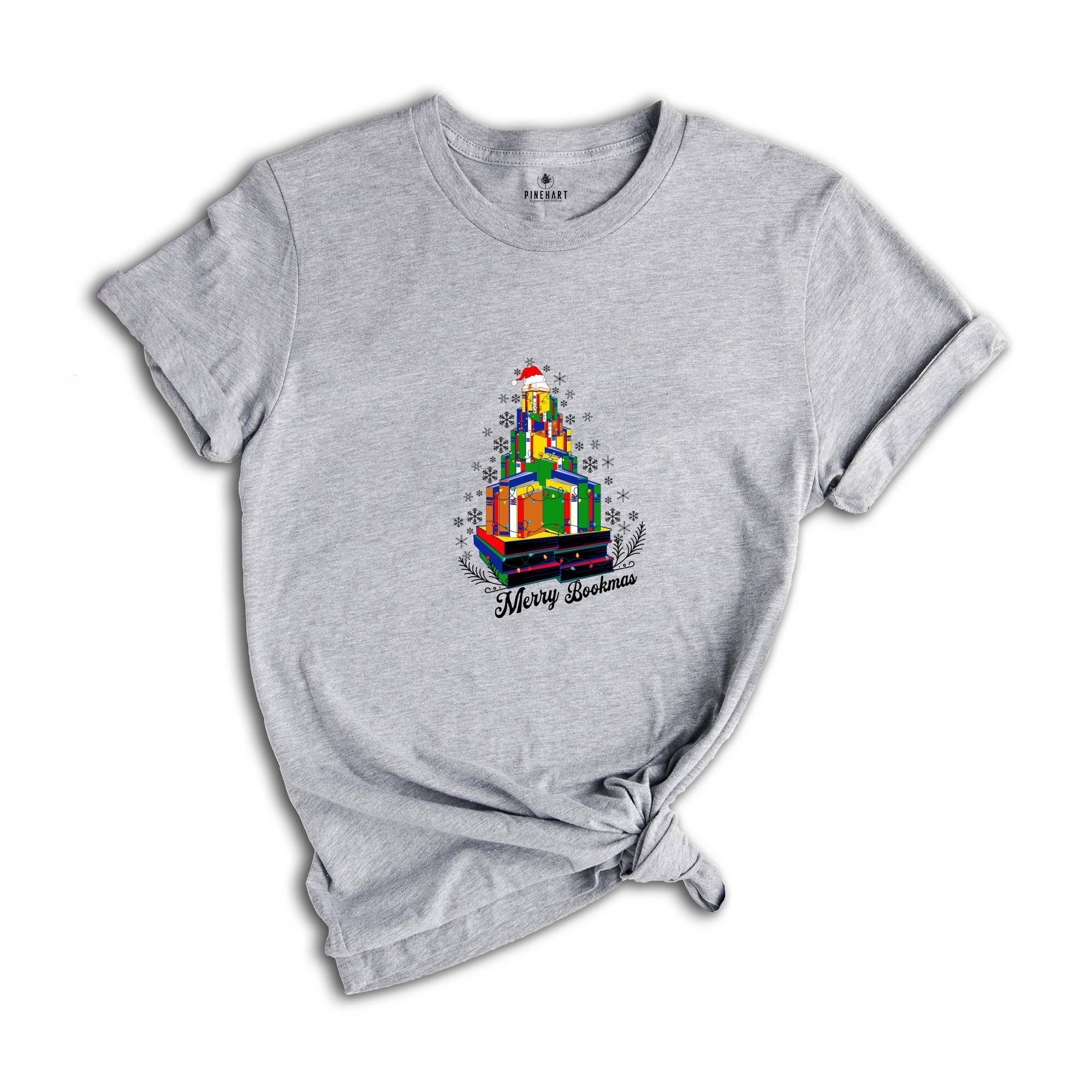 Merry Bookmas Shirt, Christmas Books Tree, Christmas Librarian T-Shirt, Christmas Teacher Gift, Christmas Librarian Gift