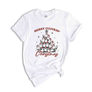 Merry Cluckin' Christmas Shirt, Christmas Farmhouse T-Shirt, Merry Christmas Chickens Tee, Christmas Farm Gift, Festive Chicken Holiday