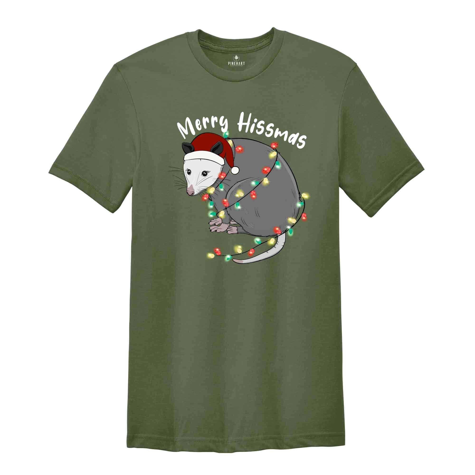 Merry Hissmas T-Shirt, Opossum Shirt, Cute Christmas Opossum T-Shirt, Christmas Gift, Funny Christmas Costume, Cute Animal Shirt