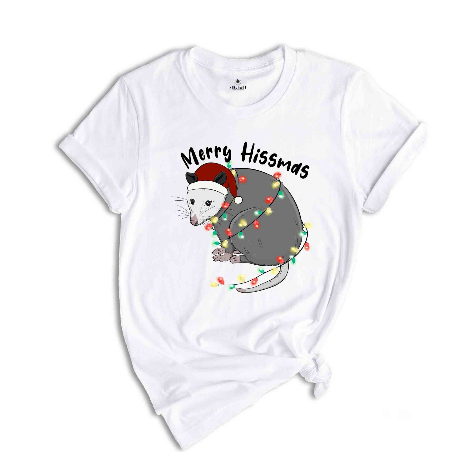 Merry Hissmas T-Shirt, Opossum Shirt, Cute Christmas Opossum T-Shirt, Christmas Gift, Funny Christmas Costume, Cute Animal Shirt