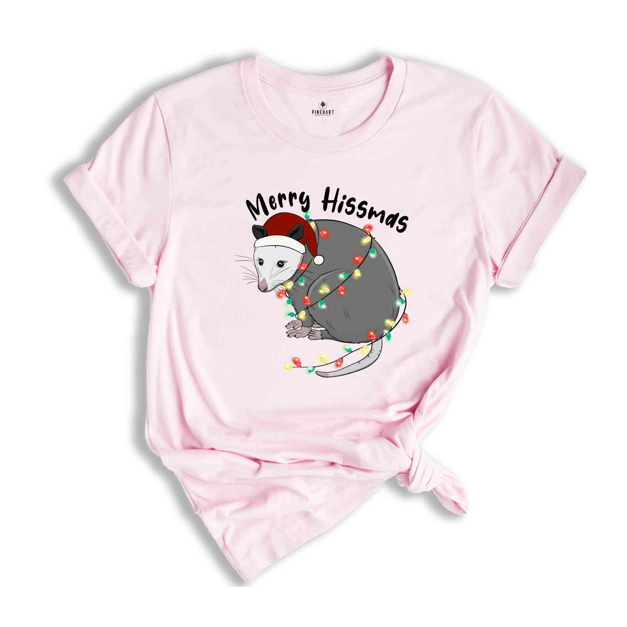 Merry Hissmas T-Shirt, Opossum Shirt, Cute Christmas Opossum T-Shirt, Christmas Gift, Funny Christmas Costume, Cute Animal Shirt