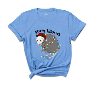 Merry Hissmas T-Shirt, Opossum Shirt, Cute Christmas Opossum T-Shirt, Christmas Gift, Funny Christmas Costume, Cute Animal Shirt