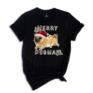 Merry Pugmas Shirt, Cute Dog Shirt, Xmas Pug Shirt, Pug Mom Shirt, Gift for Pug Owner, Dog Mom Xmas Shirt, Christmas Party Tee