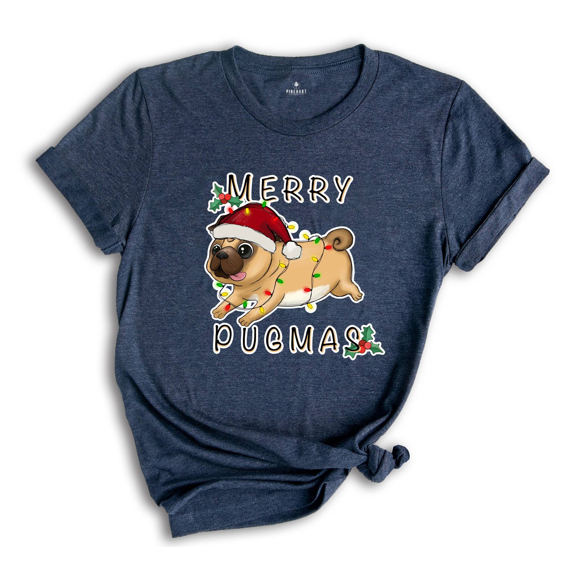 Merry Pugmas Shirt, Cute Dog Shirt, Xmas Pug Shirt, Pug Mom Shirt, Gift for Pug Owner, Dog Mom Xmas Shirt, Christmas Party Tee