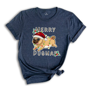 Merry Pugmas Shirt, Cute Dog Shirt, Xmas Pug Shirt, Pug Mom Shirt, Gift for Pug Owner, Dog Mom Xmas Shirt, Christmas Party Tee