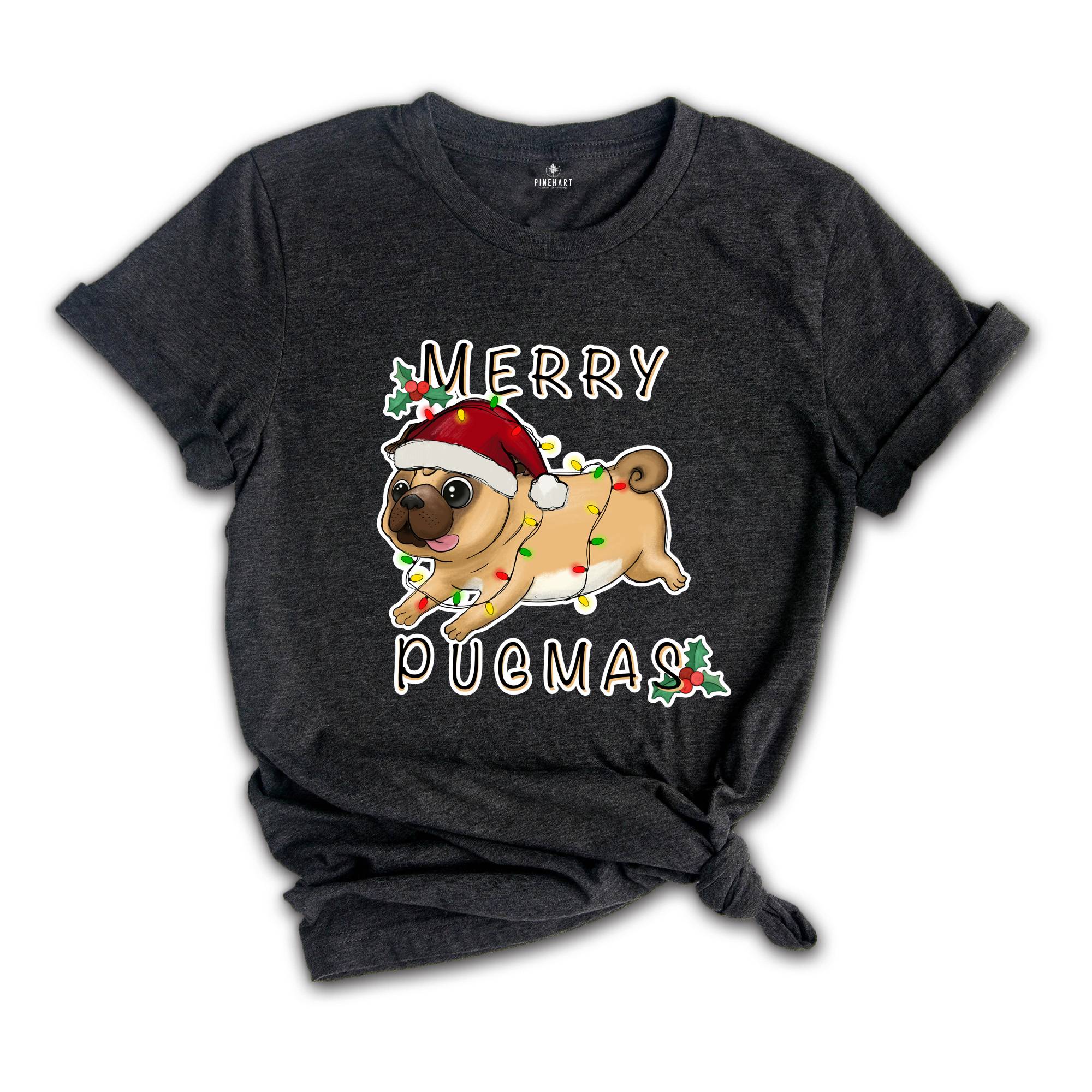 Merry Pugmas Shirt, Cute Dog Shirt, Xmas Pug Shirt, Pug Mom Shirt, Gift for Pug Owner, Dog Mom Xmas Shirt, Christmas Party Tee
