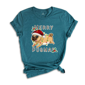 Merry Pugmas Shirt, Cute Dog Shirt, Xmas Pug Shirt, Pug Mom Shirt, Gift for Pug Owner, Dog Mom Xmas Shirt, Christmas Party Tee