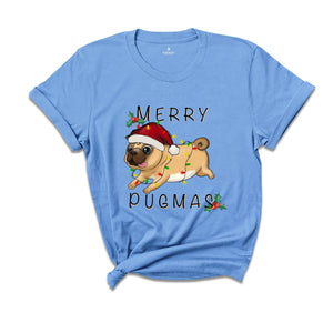 Merry Pugmas Shirt, Cute Dog Shirt, Xmas Pug Shirt, Pug Mom Shirt, Gift for Pug Owner, Dog Mom Xmas Shirt, Christmas Party Tee