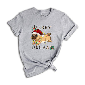 Merry Pugmas Shirt, Cute Dog Shirt, Xmas Pug Shirt, Pug Mom Shirt, Gift for Pug Owner, Dog Mom Xmas Shirt, Christmas Party Tee