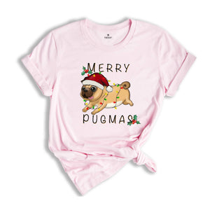 Merry Pugmas Shirt, Cute Dog Shirt, Xmas Pug Shirt, Pug Mom Shirt, Gift for Pug Owner, Dog Mom Xmas Shirt, Christmas Party Tee