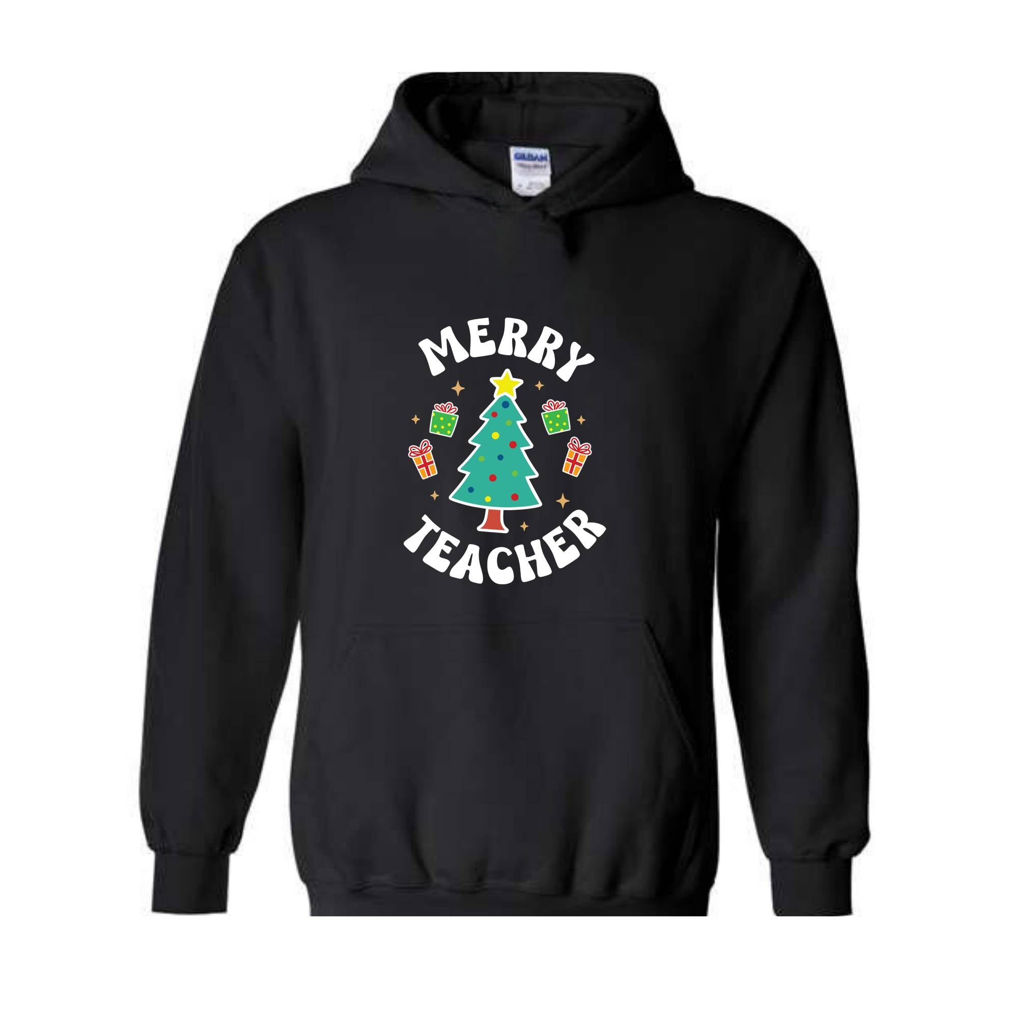 Merry Teacher Tree Sweatshirt, Christmas Party Hoodie, Christmas Vibes, Xmas Teacher Gift, Christmas Outfit, Christmas Family Gift