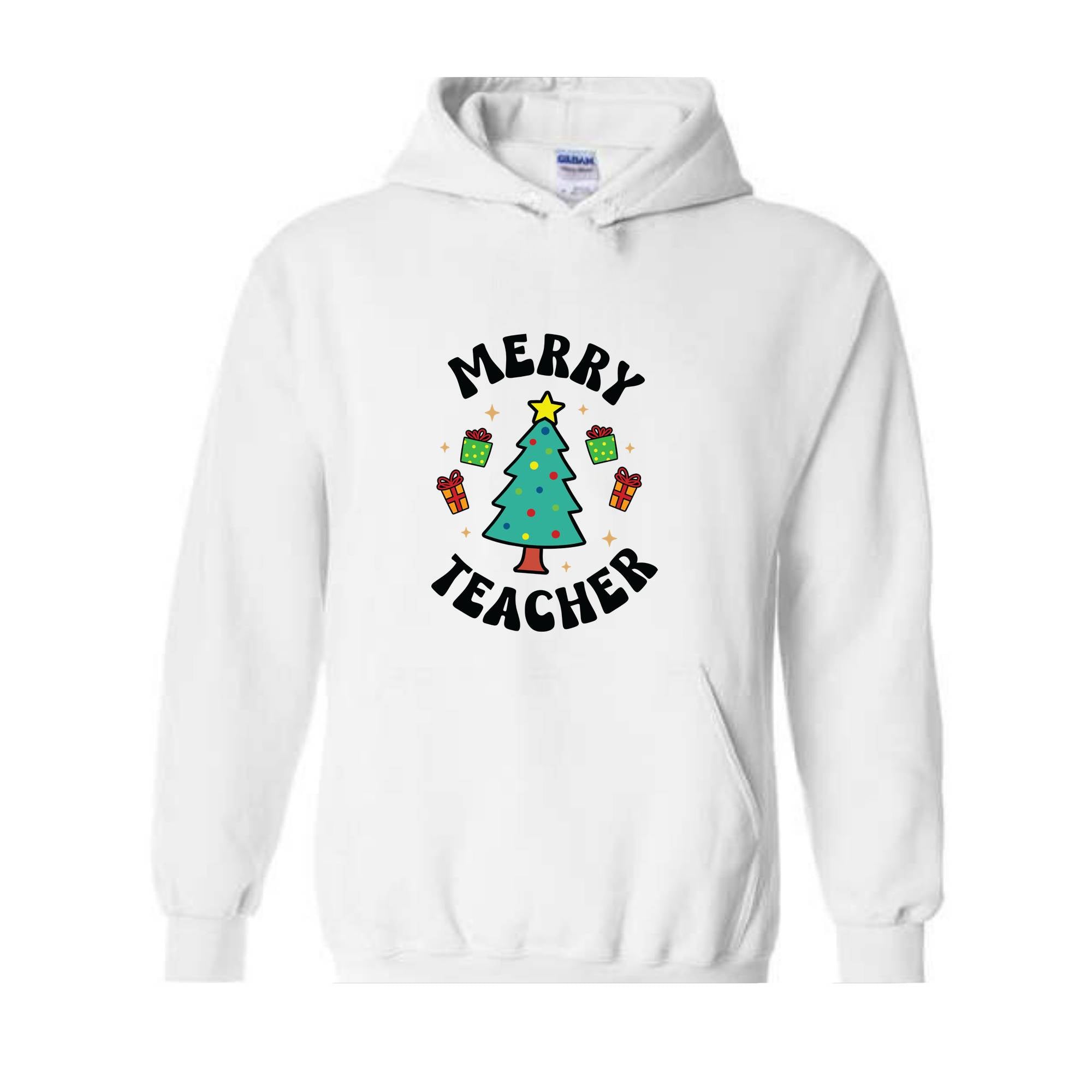Merry Teacher Tree Sweatshirt, Christmas Party Hoodie, Christmas Vibes, Xmas Teacher Gift, Christmas Outfit, Christmas Family Gift