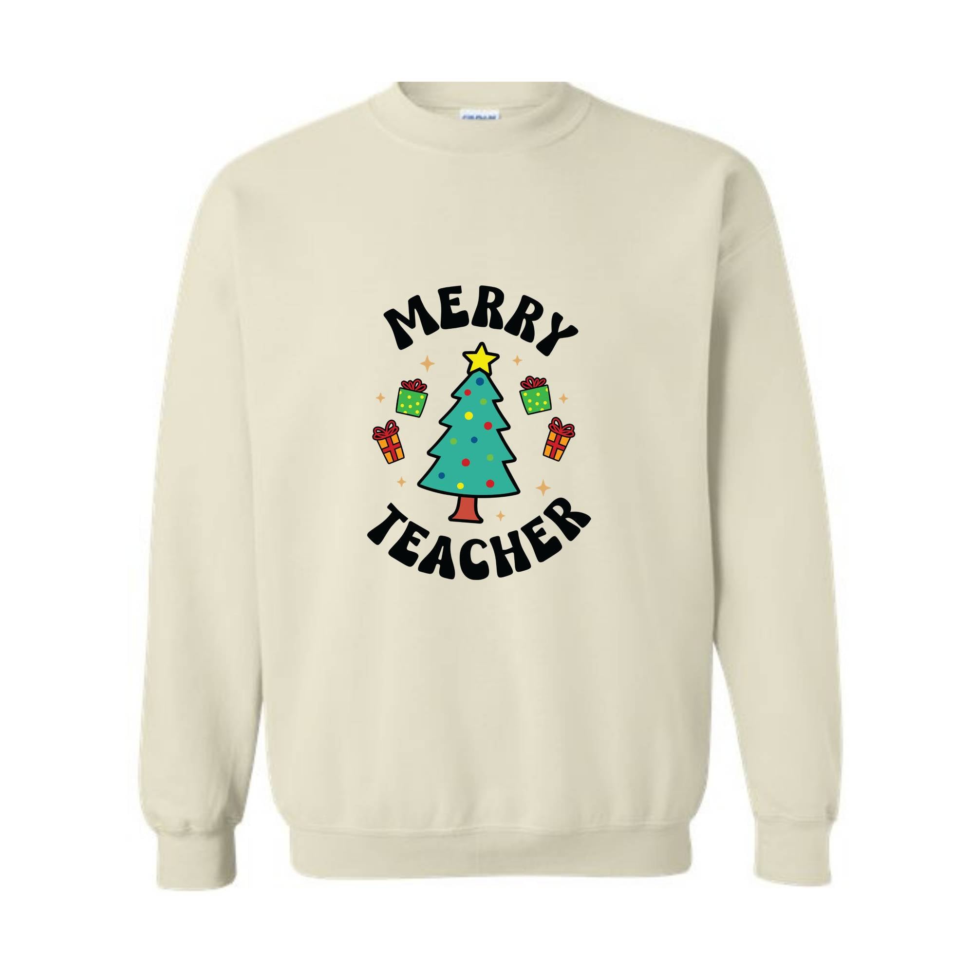 Merry Teacher Tree Sweatshirt, Christmas Party Hoodie, Christmas Vibes, Xmas Teacher Gift, Christmas Outfit, Christmas Family Gift