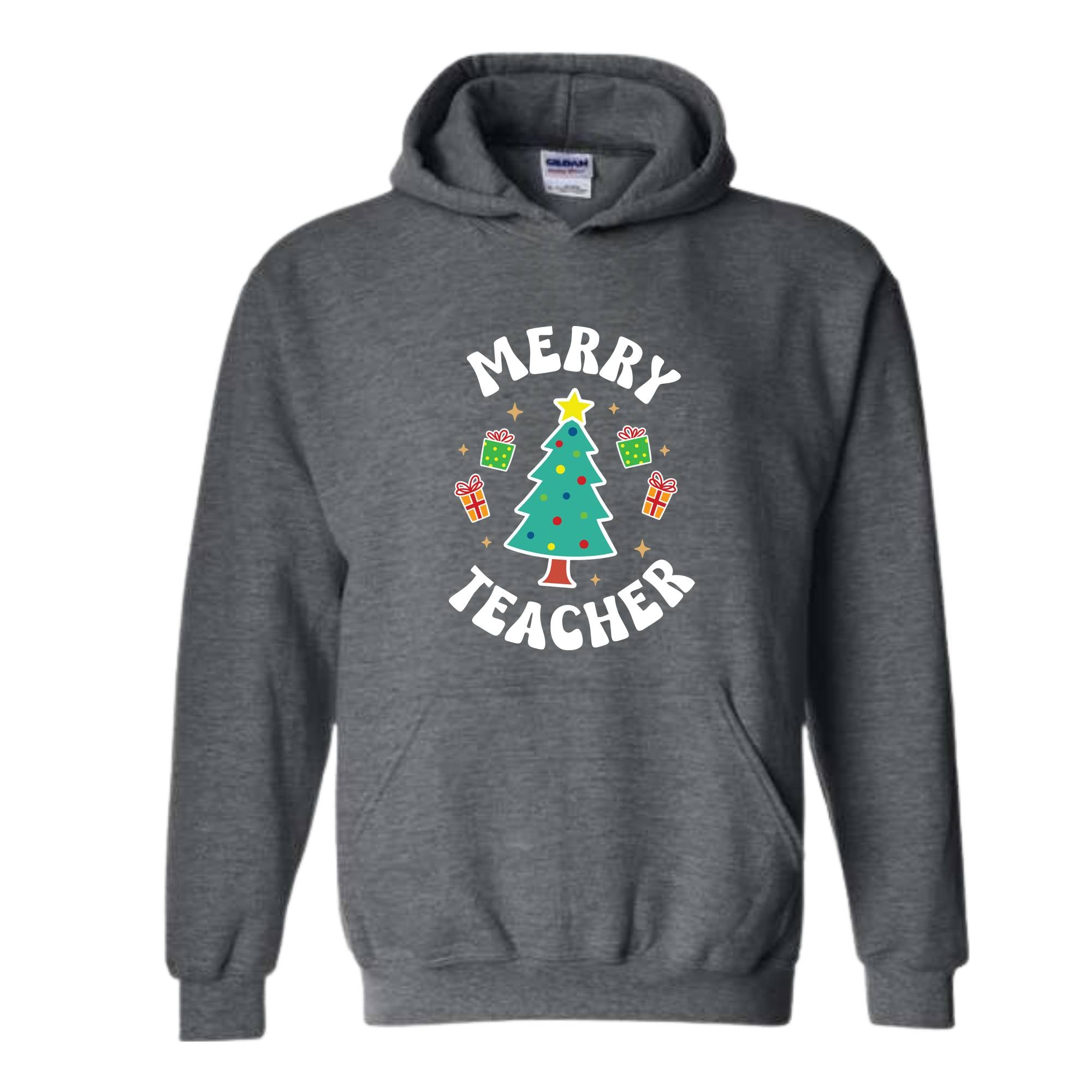 Merry Teacher Tree Sweatshirt, Christmas Party Hoodie, Christmas Vibes, Xmas Teacher Gift, Christmas Outfit, Christmas Family Gift