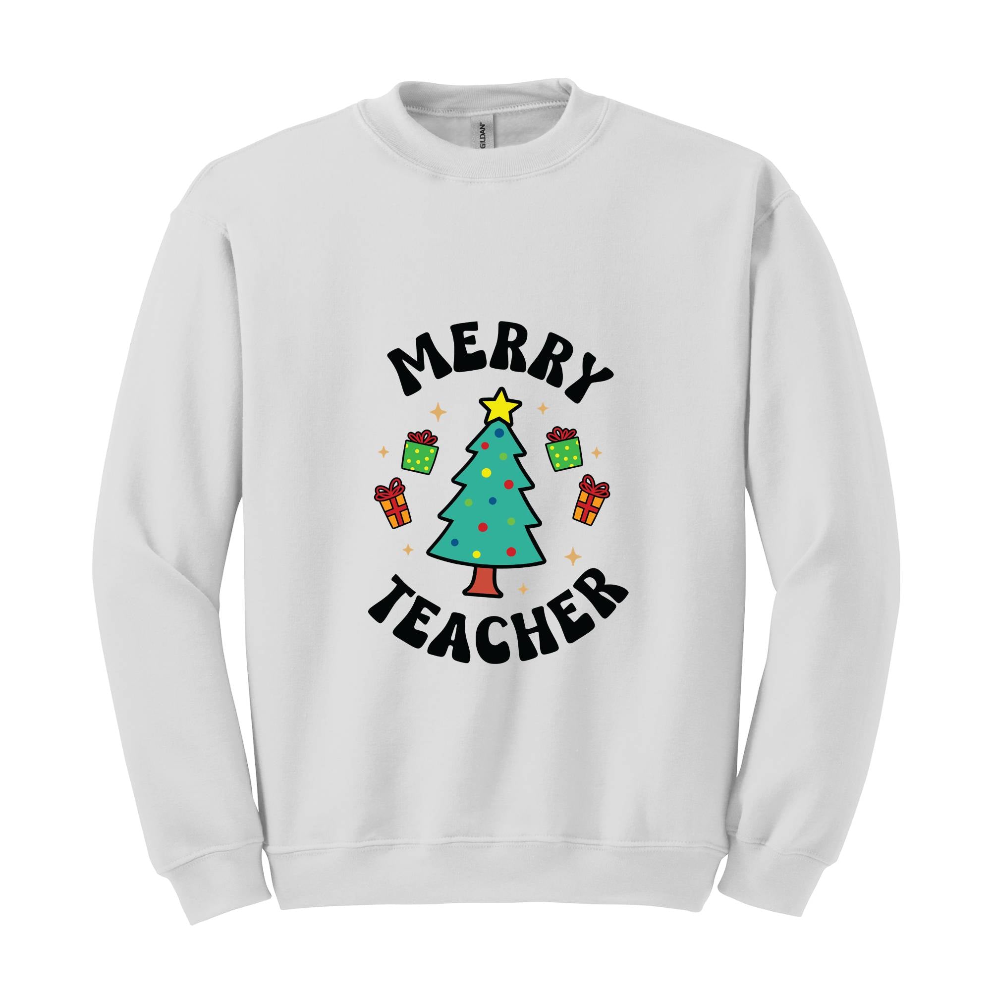 Merry Teacher Tree Sweatshirt, Christmas Party Hoodie, Christmas Vibes, Xmas Teacher Gift, Christmas Outfit, Christmas Family Gift