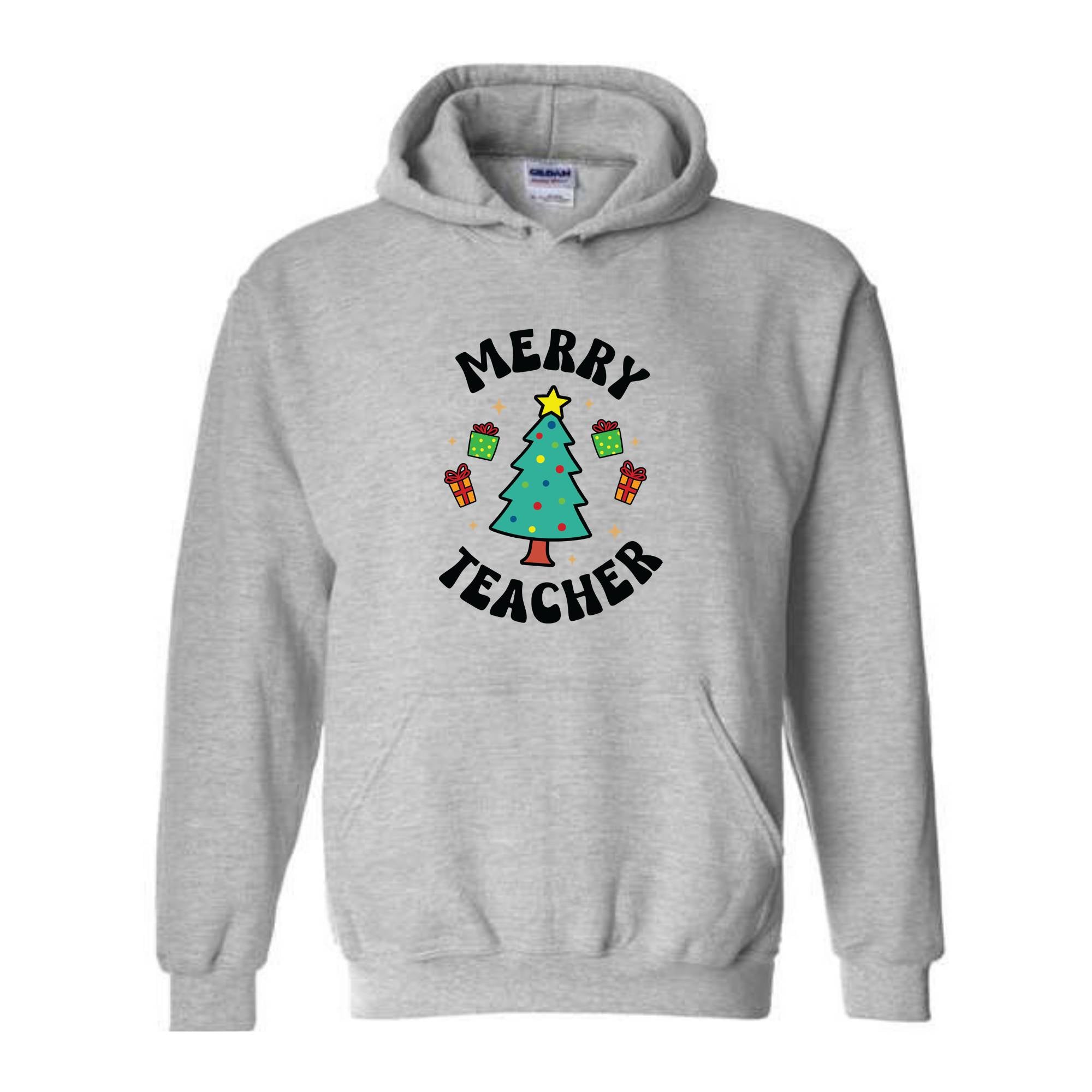 Merry Teacher Tree Sweatshirt, Christmas Party Hoodie, Christmas Vibes, Xmas Teacher Gift, Christmas Outfit, Christmas Family Gift