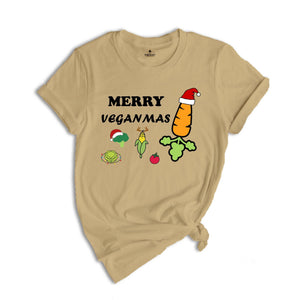 Merry Veganmas T-Shirt, Xmas Vegan Costume, Christmas Party Tee, Carrot With Christmas Lights and Santa Hat Shirt, Christmas Gift
