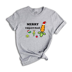 Merry Veganmas T-Shirt, Xmas Vegan Costume, Christmas Party Tee, Carrot With Christmas Lights and Santa Hat Shirt, Christmas Gift