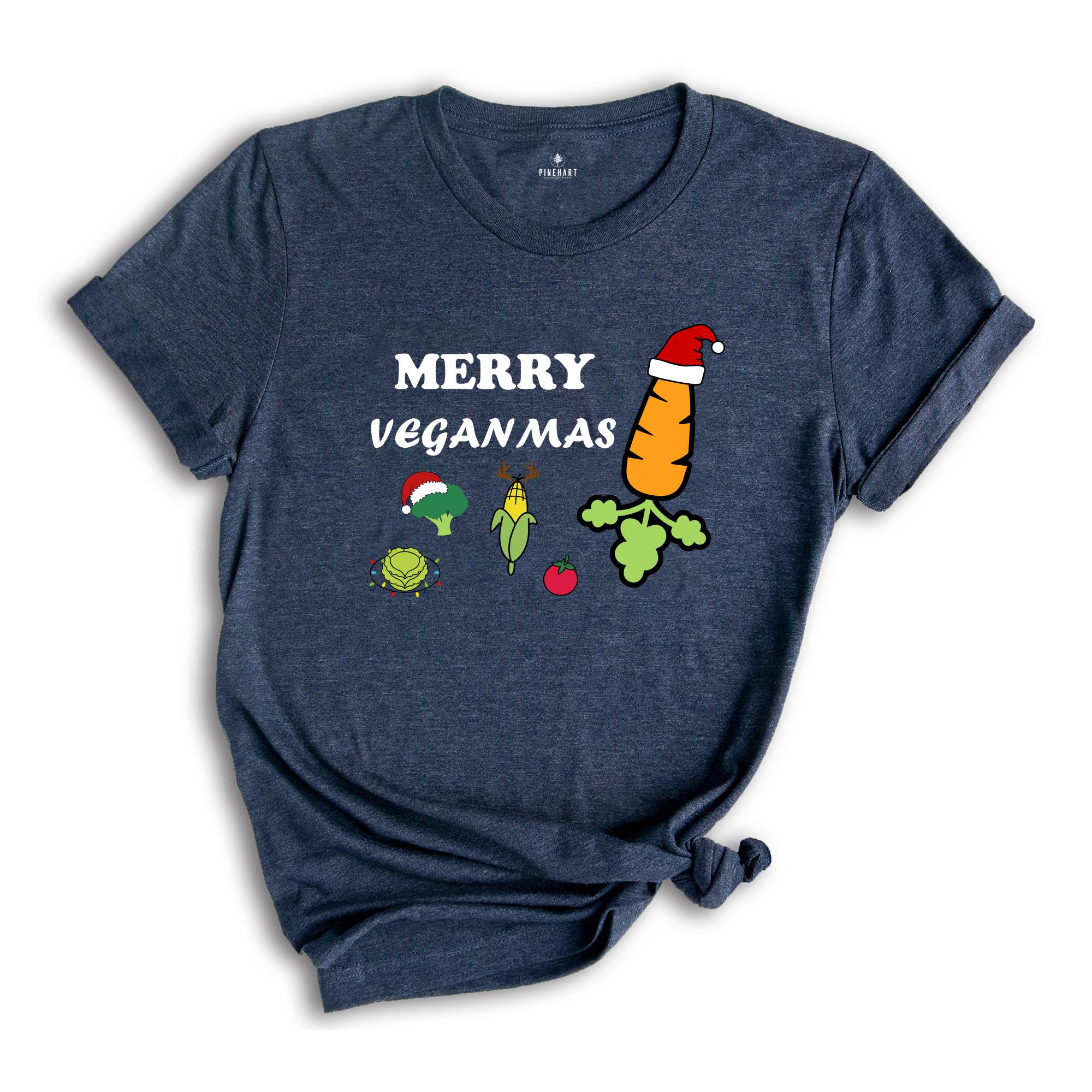 Merry Veganmas T-Shirt, Xmas Vegan Costume, Christmas Party Tee, Carrot With Christmas Lights and Santa Hat Shirt, Christmas Gift