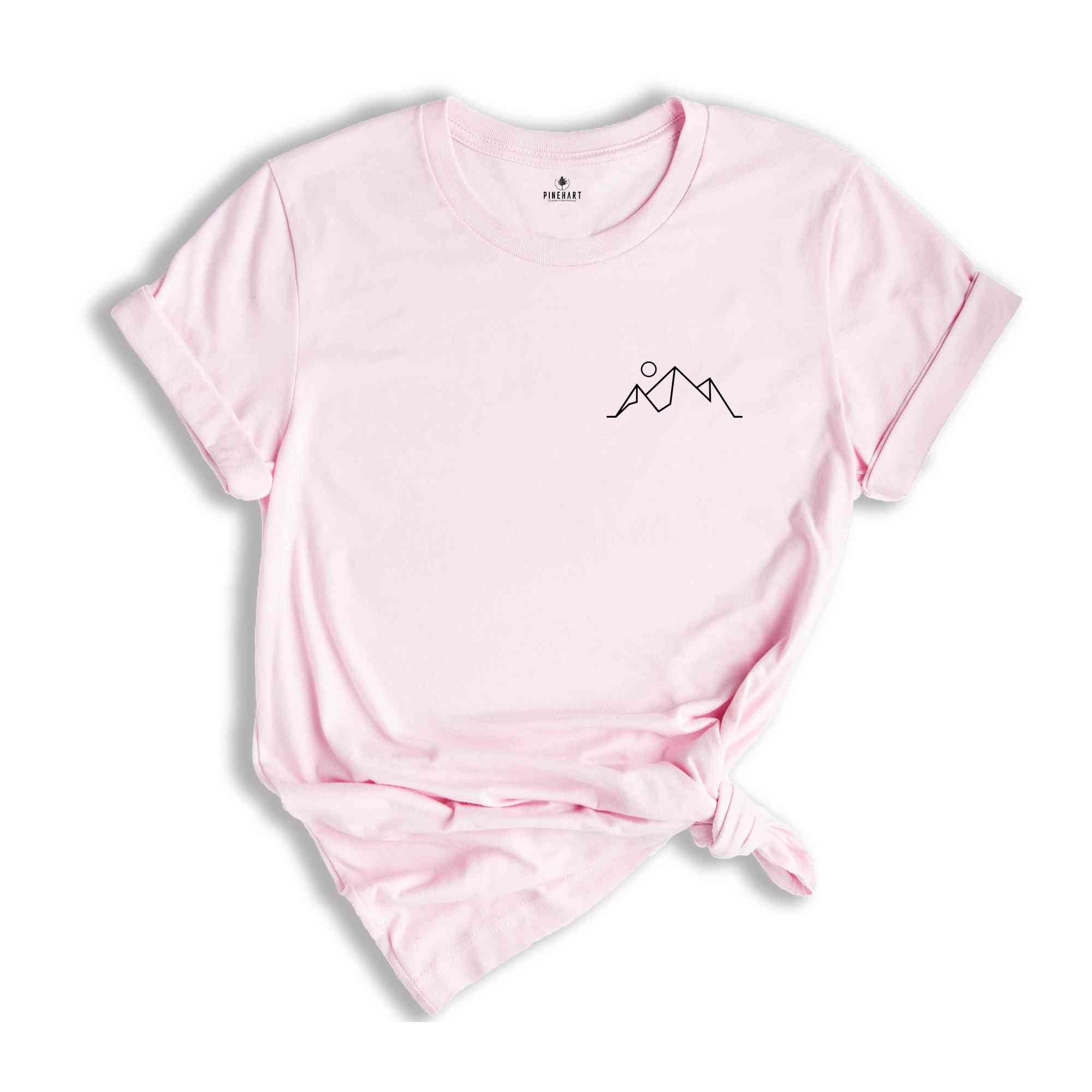 Minimalist Mountain Shirt, Mountain Line T-Shirt, Aesthetics T-Shirt, Pocket Mountain Shirt, Hiking Buddy T-Shirt, Nature Lover Gift